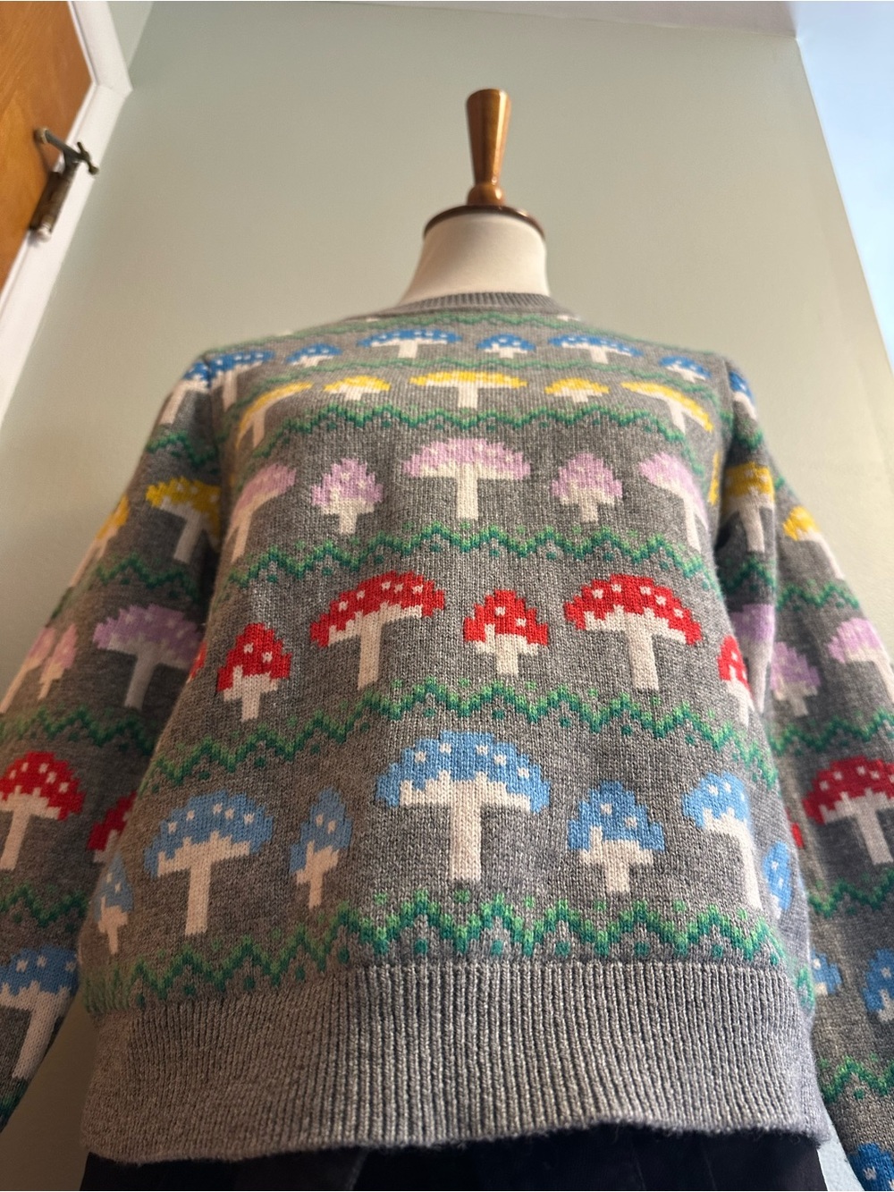 Boden Mushroom Print Edie Fair Isle Jumper - Picture 5 of 12